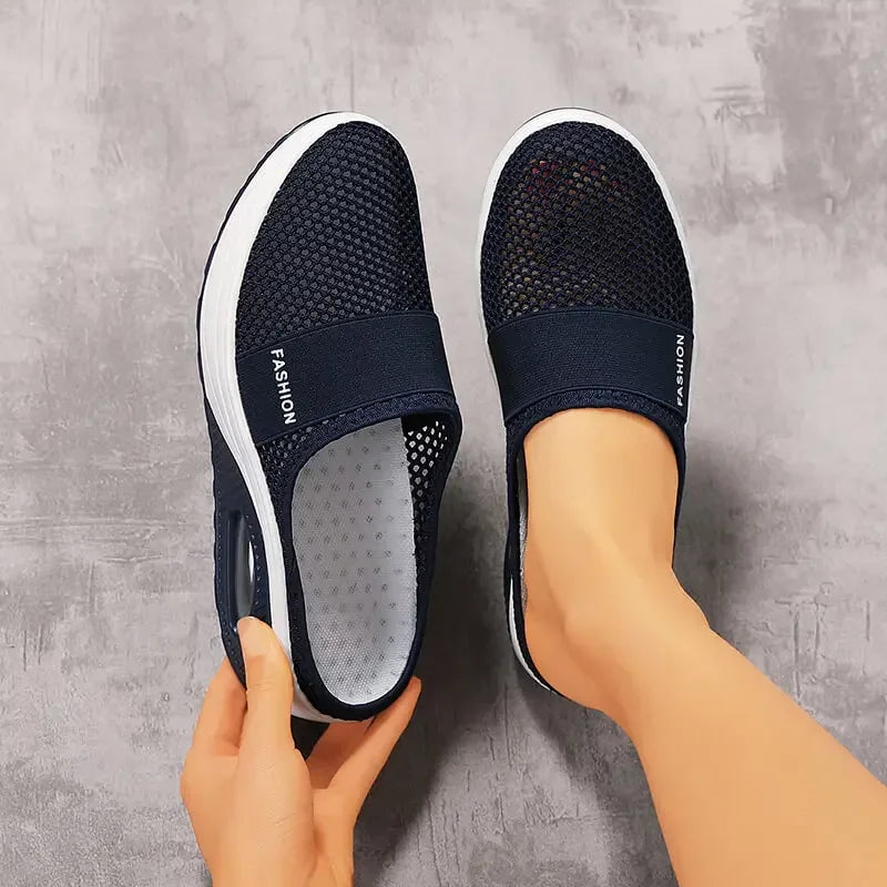 Air Cushion Slip-On Women Walking Shoes Orthopedic Diabetic Ladies Platform Mules Mesh Lightweight Slippers Wedge Female Sneaker