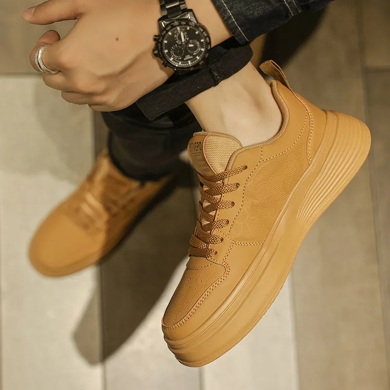 Men's Casual Sport Shoes Thick Bottom Invisible Heightening 10cm Rubber Outsole Synthetic Upper Breathable Lace-Up Sneakers