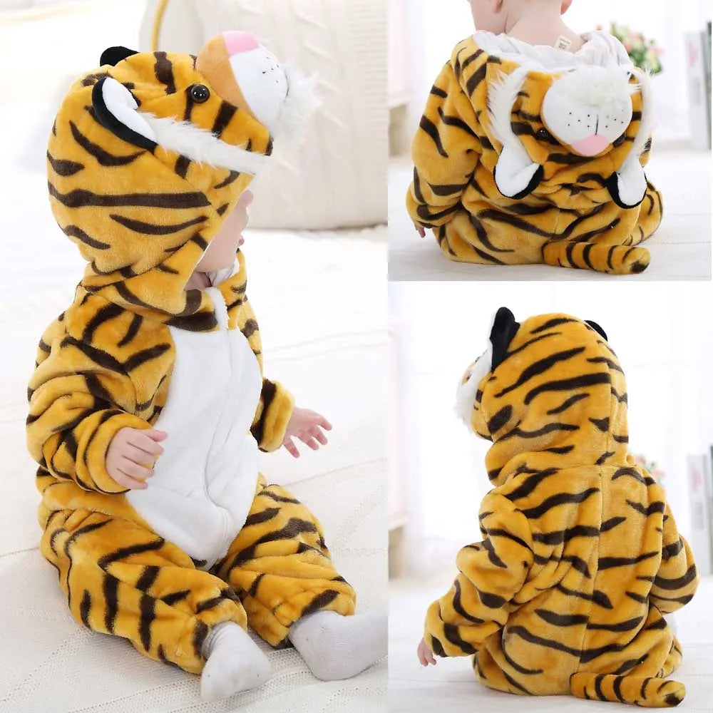 Autumn Winter Cartoon Style Winter Long Sleeve Baby Boys Girls Rompers Toddler Kids Playsuit Jumpsuits Baby Clothes Child Onesie