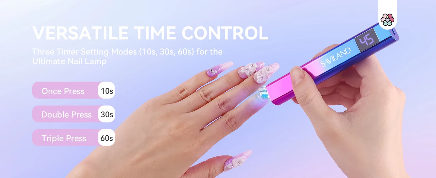 SAVILAND Portable Nail Lamp Dryer Handheld Mini UV Light for Nails For Gel Polish Quick Dry USB Nail Dryer Nail Art Tools