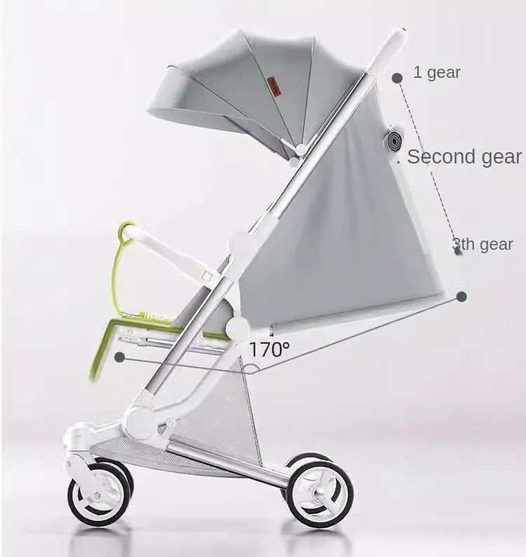 Foldable Four Wheels Cart Comfortable  Portable Lightweight Baby Stroller Can Sit or Lie Down Aluminum alloy Children's Cart