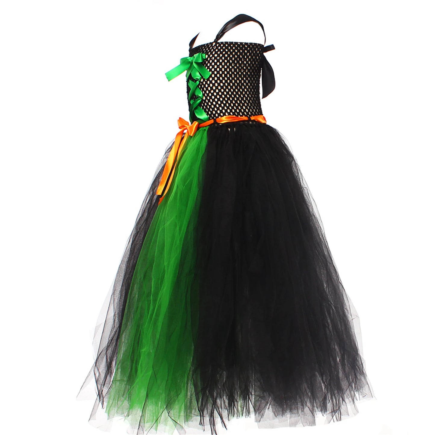 Halloween Witch Costume For Girls Kids Long Veil Dress Princess Dress Birthday Party Dress Stage Performance Dress
