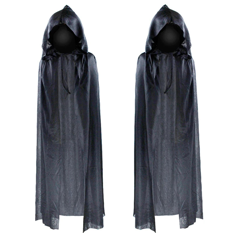 Sexy Halloween Costumes Woman Men Cosplay Hooded Cape Sheer Transparent Stand Collar Erotic Sex Costumes Stage Show Costumes
