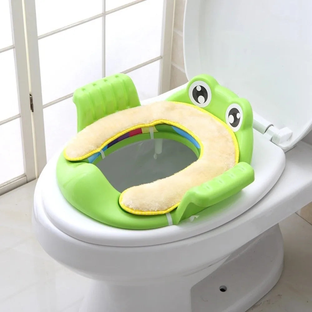 Cute Safe Baby Toilet Seat Easy to Clean Non-slip Children Potty Soft Cushion Frog shape Toddler Toilet Seat for Infant