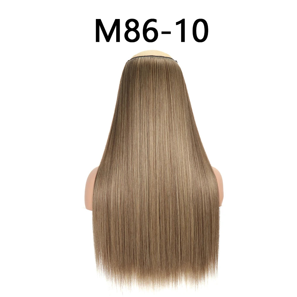 Synthetic 24Inch Hair Extensions OnePiece 5 Clips Long Straight Hairstyle Heat Resistant Fake Hairpiece For Women Natural Brow