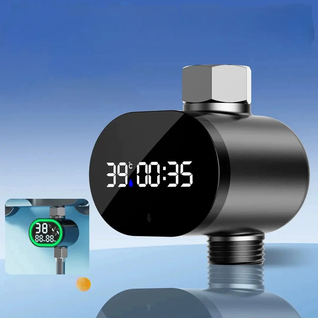 Shower Water Thermometer with LED Digital Display for Baby Bathing Water-Powered Temperature Monitor for Tub and Faucet Use