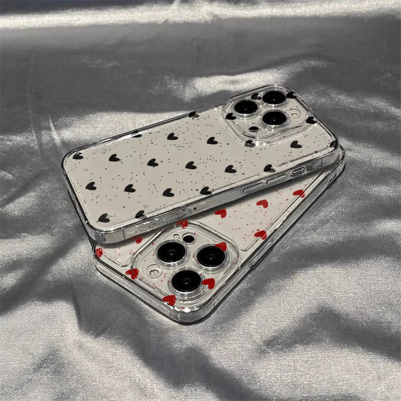 Simple Love Heart Bow Polka Dot Clear Phone Case for Xiaomi 15T Pro POCO F7 X7 X6 X5 F5 F6 Pro Mi 11 Lite 5G 14T 13T 12T Cover