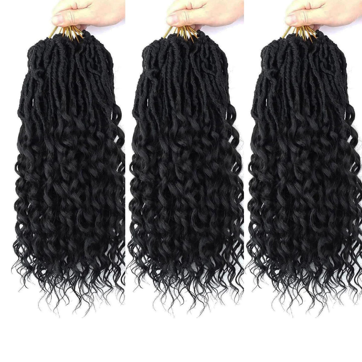 Deep Faux Locs Crochet Hair 14Inch Goddess Locs Crochet Hair Soft Loc Faux Loc Crochet Braids with Curly Ends For Synthetic Hair