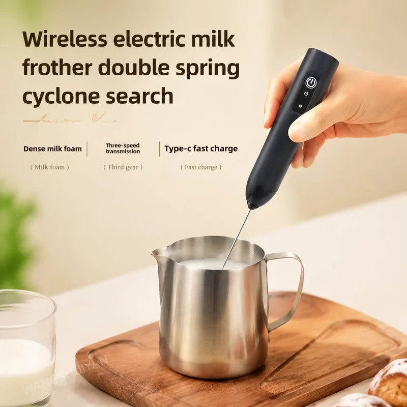 MINI Milk Frother USB Rechargeable 3 Speeds Foam Maker Coffee Whisk Mixer Electric Handle Blender Egg Beater