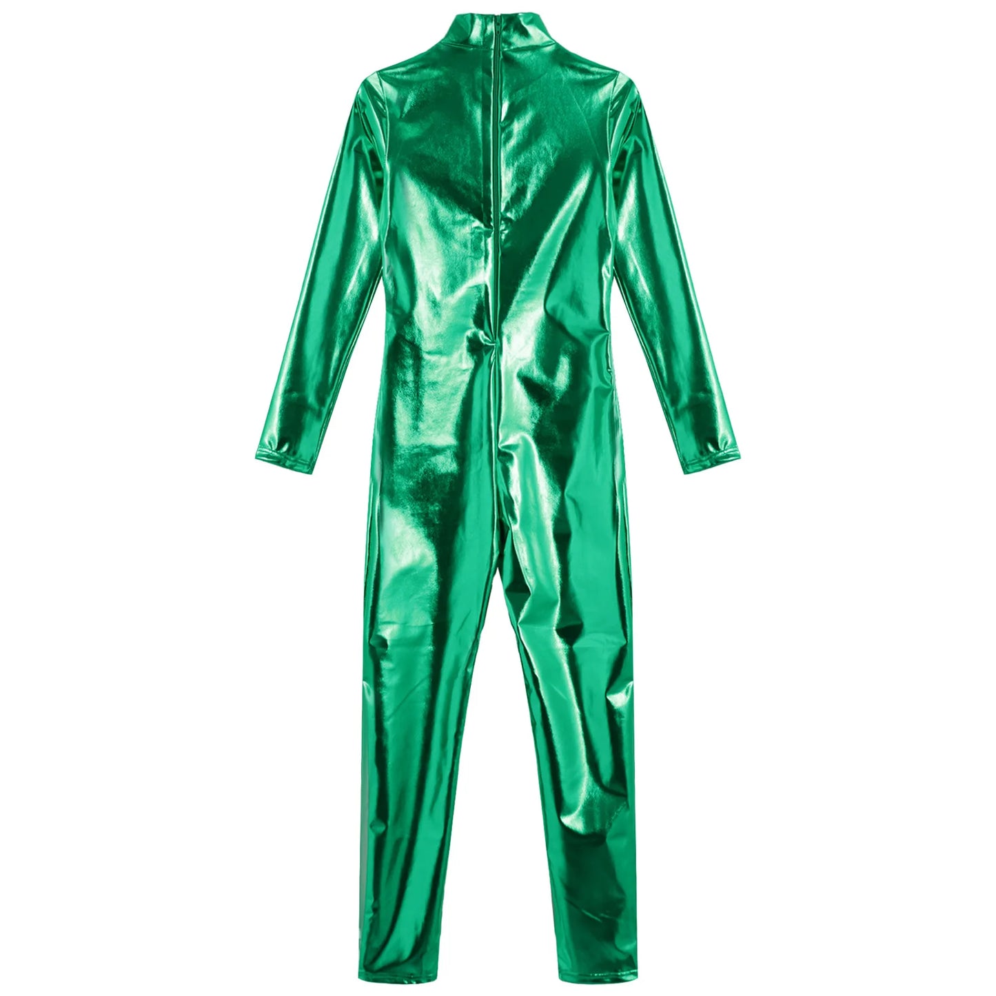 Kids Boys Girls Dance Metallic Jumpsuit Children's Gymnastics Bodysuit Performance Costume Long Sleeve Full Length Leotard