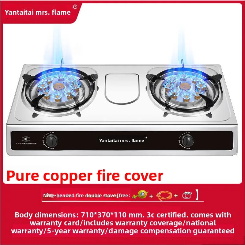 Double Burner Gas Stove Household Desktop LPG Natural Gas Energy Saving Old Style Stove abc