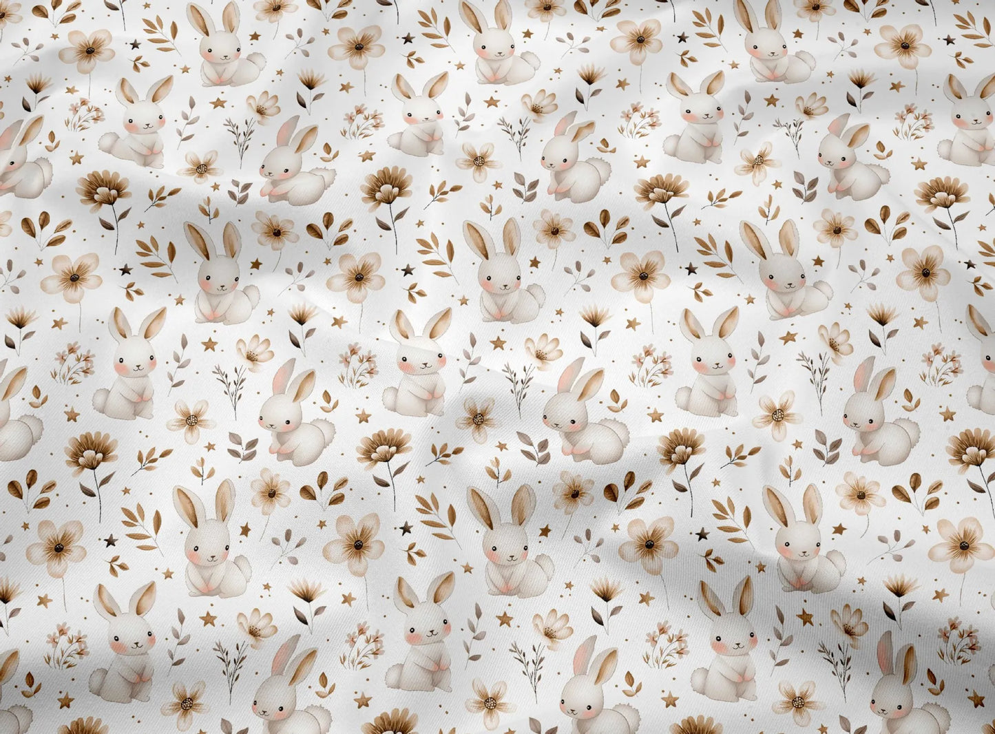 160*50cm Cute Rabbit Flower Printed Cotton Fabric,DIY Patchwork Cloth,Handmade Material,Sewing Craft,Quilting Baby Dress,Tecido