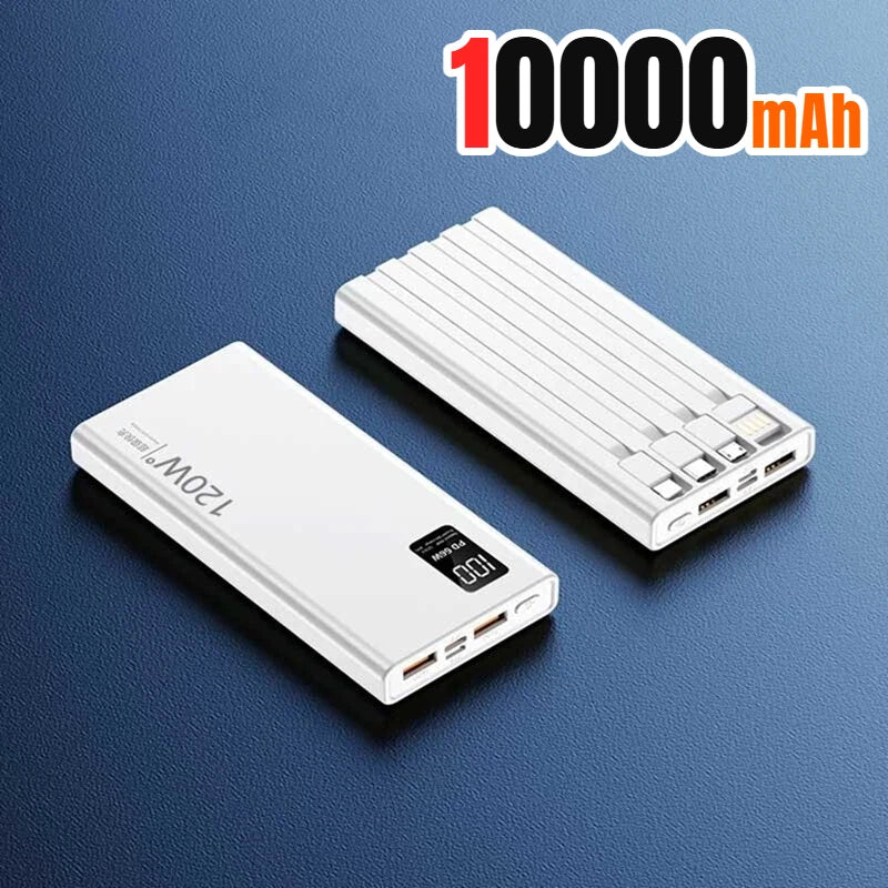 500000mAh Power Bank Built 4 Cables Large Capacity Super Fast Charging Portable External Battery for iPhone Huawei New