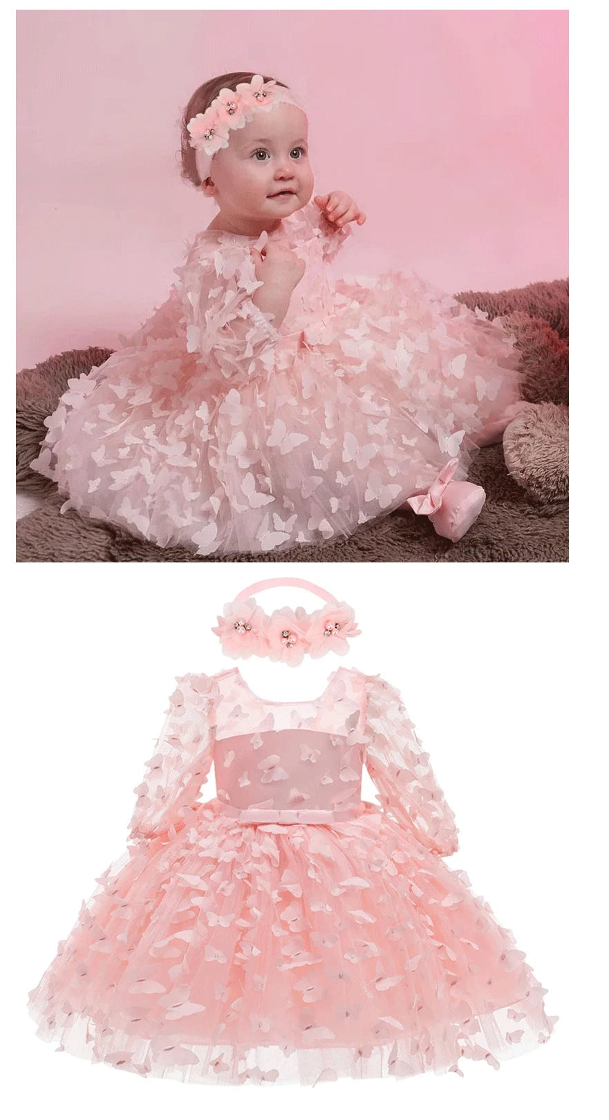 2025 New 3-24 Months Newborn Dress Flowers Mesh Fashion Party Little Princess Baby Dress Christmas Birthday Gift Kids Clothes