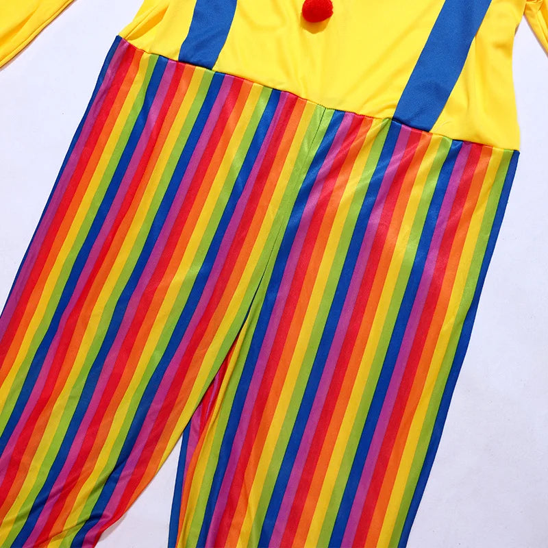 Halloween Costumes Kids Adults Circus Clown Joker Cosplay Outfits Colorful Fancy Clothes Party Entertaining Dress Up