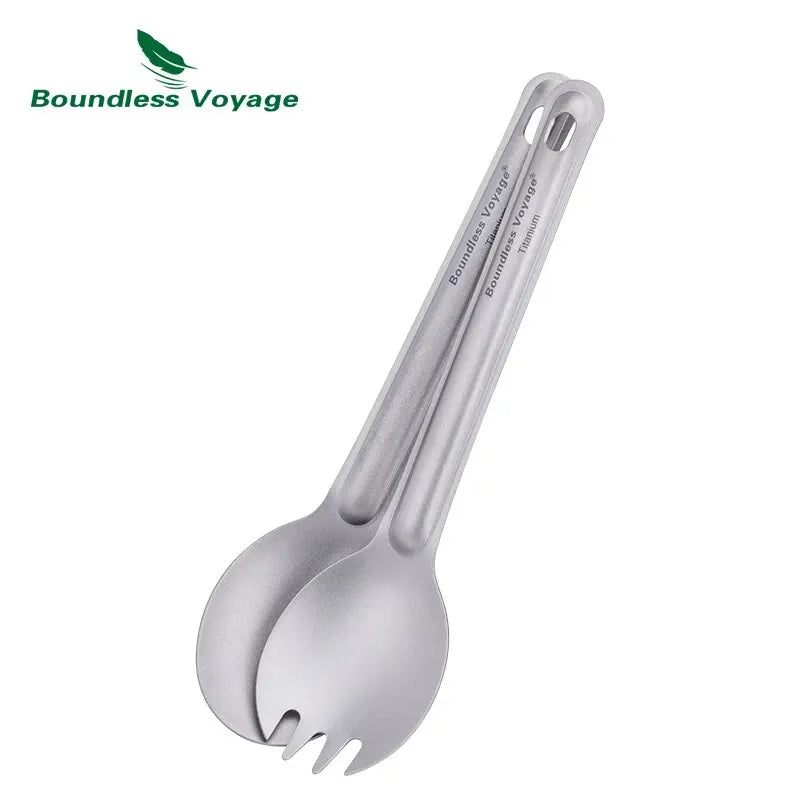 Boundless Voyage Titanium Cutlery Reusable Spoon Spork Set Lightweight Camping Tableware Outdoor Flatware