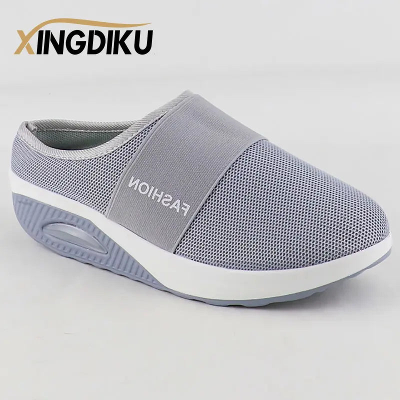 Cushion Slip-On Women Walking Shoes Orthopedic Diabetic Ladies Platform Mules Mesh Lightweight Slippers Wedge Female Sneaker