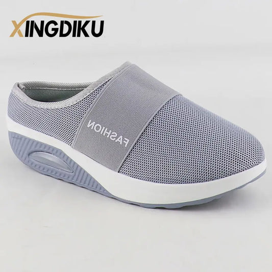 Cushion Slip-On Women Walking Shoes Orthopedic Diabetic Ladies Platform Mules Mesh Lightweight Slippers Wedge Female Sneaker