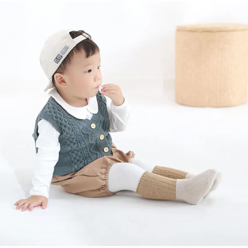 MILANCEL Winter New Baby Socks Infant Patchwork Non-slip Socks Newborn Baby Thickened Warm Socks