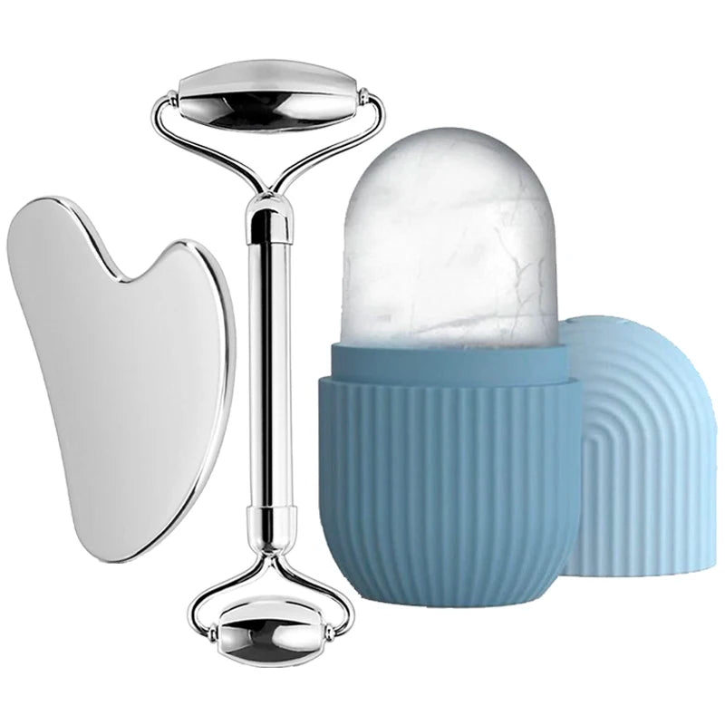 Ice Face Roller Stainless Steel Face Roller Gua Sha Tool,Facial Ice Roller Mold for Face Eye Skincare Tools Lifting Contouring