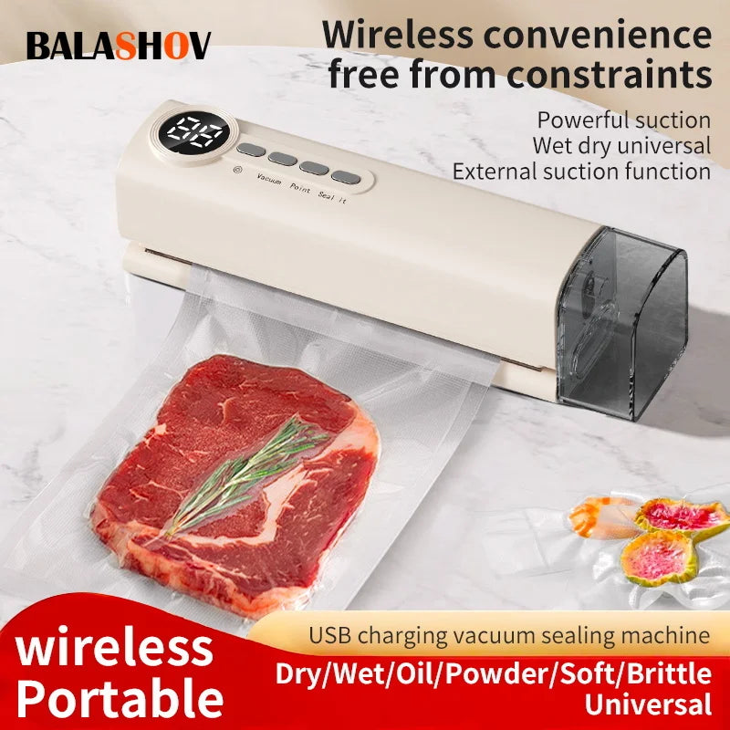 Multifunctional portable wireless vacuum sealer powerful suction Automatic food sealing machine USB Rechargeable Food Bag Sealer