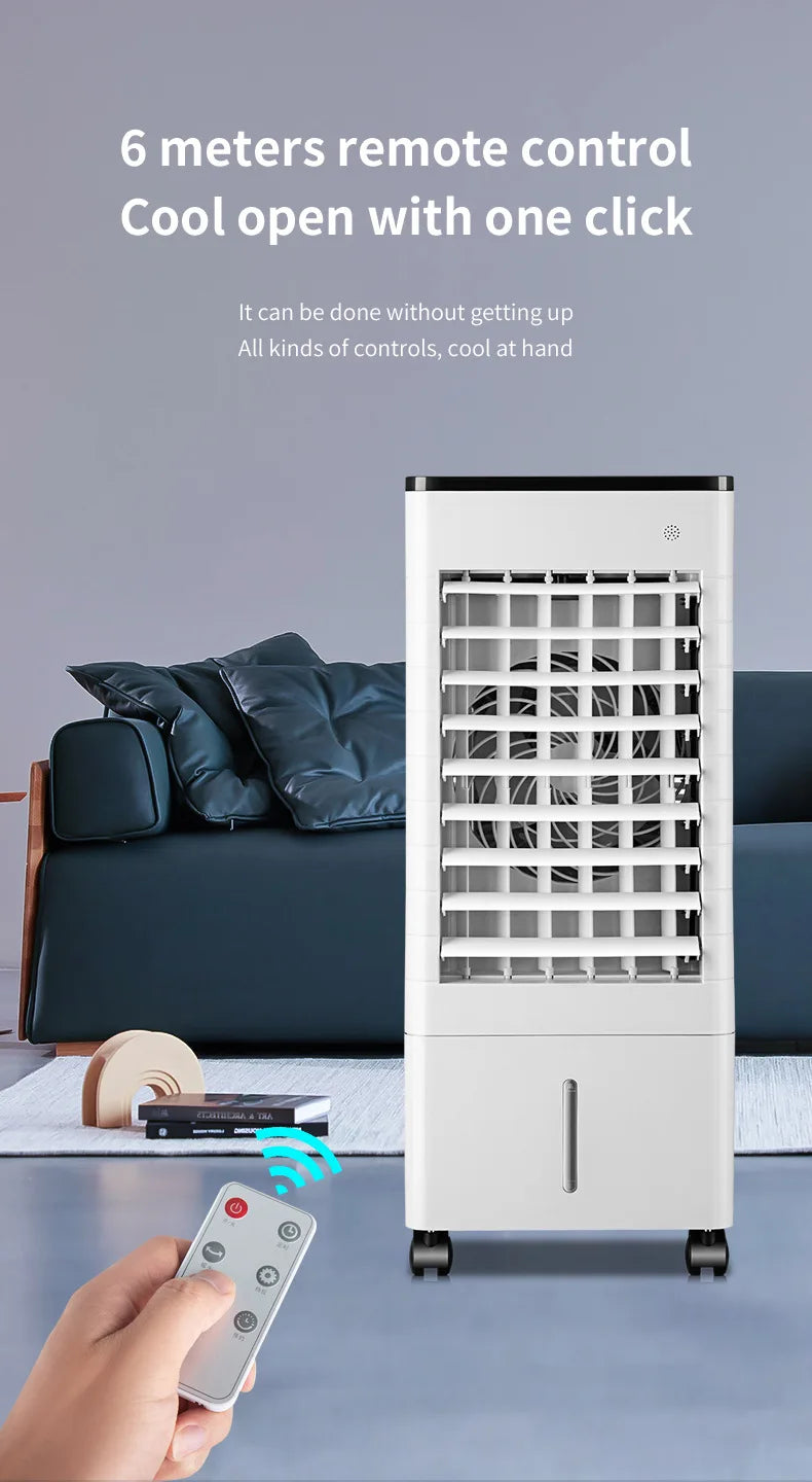 Portable Air Conditioner Fan Intelligent Cooling Fan with Remote Control Wide-angle Air Supply Ice Crystal for Home Use