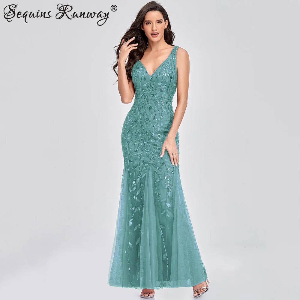 Sexy vintage Maxi Sequin cocktail Dress bridesmaid Prom Dresses for Women Casual Party Long sleeve club Bodycon Dress vestidos