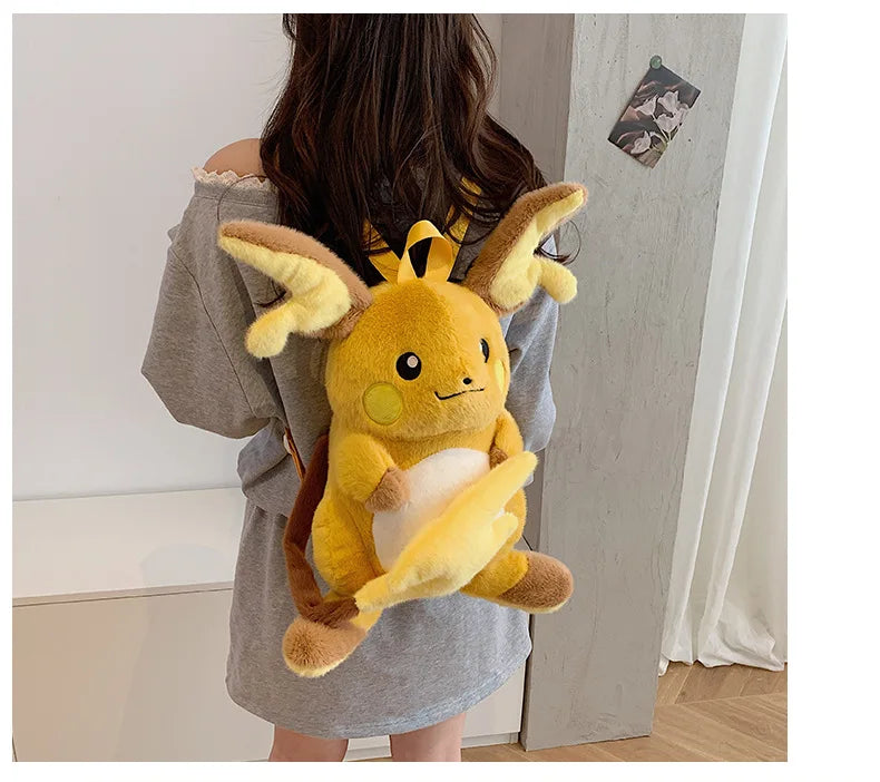 Japanese Style Plush Shoulder Bag Raichu Pikachu Eevee Psyduck Gengar Design Crossbody Backpack for Student Daily Outfit Gift