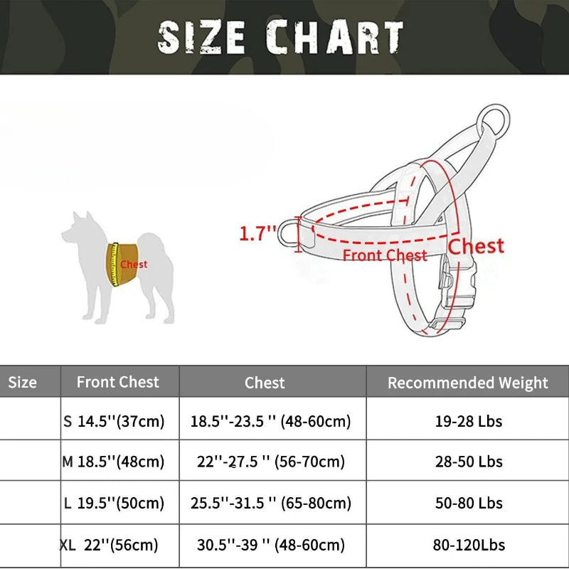 Tactical Dog Harness Anti Pull Nylon Adjustable for Large Breeds Outdoor Training Vest with Handle and Reflective