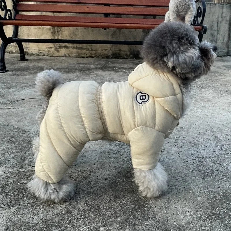 Winter Dog Jumpsuits Warm Soft Dog Clothes Padded Cotton Puppy Down Jacket Fashion Solid Cat Jumpsuit Coat Chihuahua Pet Clothes