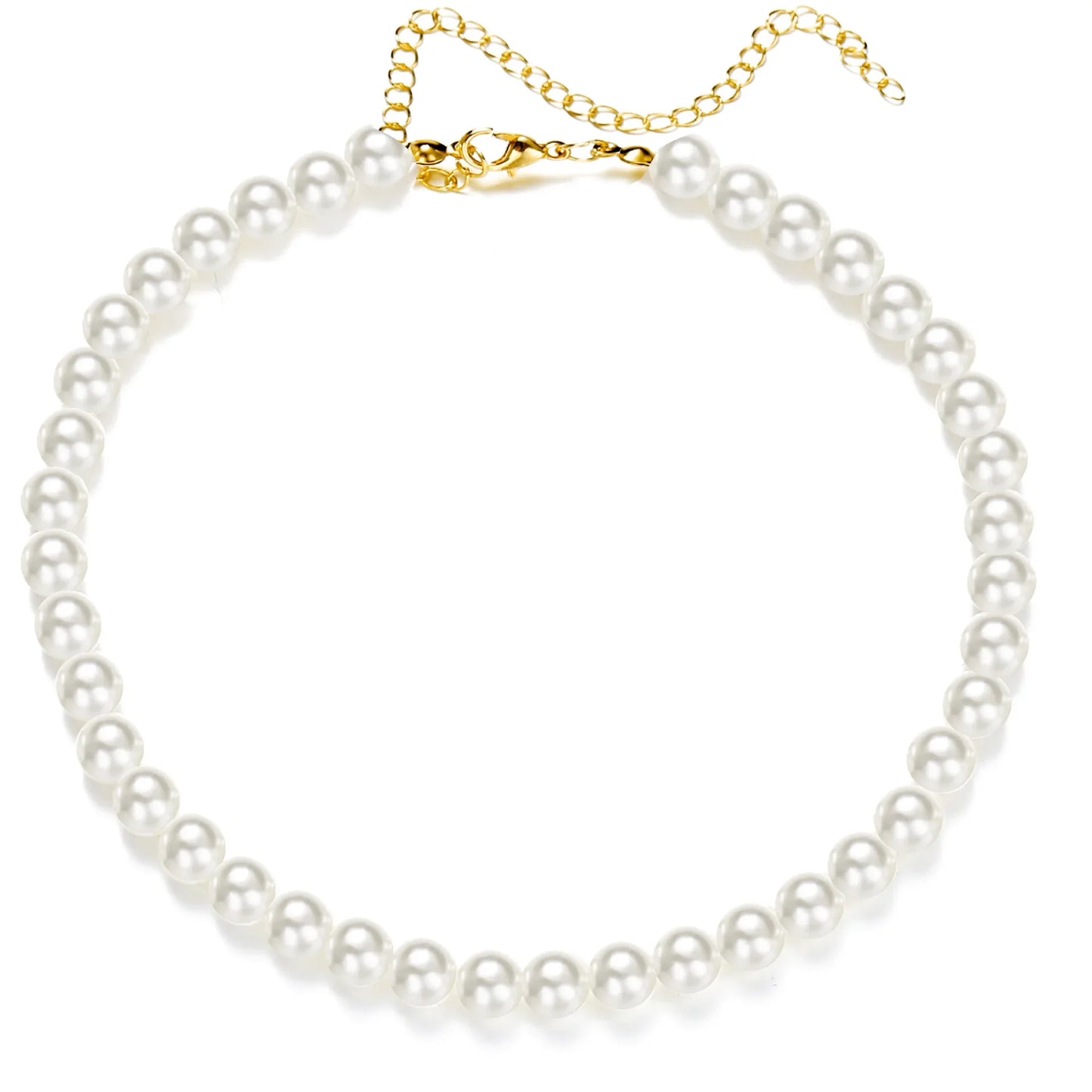 4 5 6 8mm White Pearl Chokers Necklace Clavicle Chain For Women Classic Fashion Elegant Wedding Neck Jewelry Love Pendant Gift