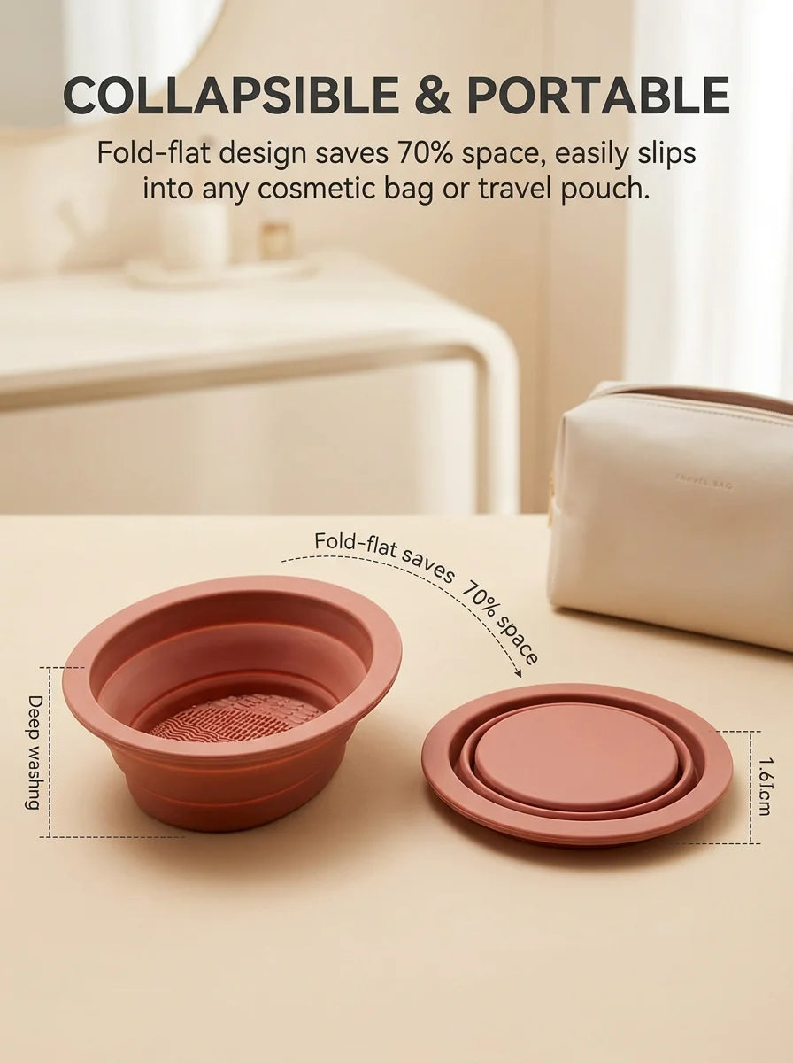 1/3Pcs Foldable Silicone Makeup Brush Cleaning Bowl Portable Cosmetic Brush Cleaner Washing Mat Beauty Sponge Cleaning Tool
