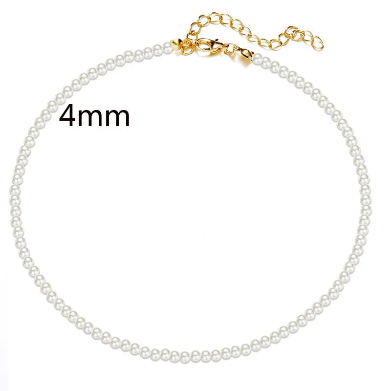 White Imitation Pearl Choker Necklace Elegant Big Round Pearl Wedding Necklace for Women Charm Fashion Jewelry Gifts