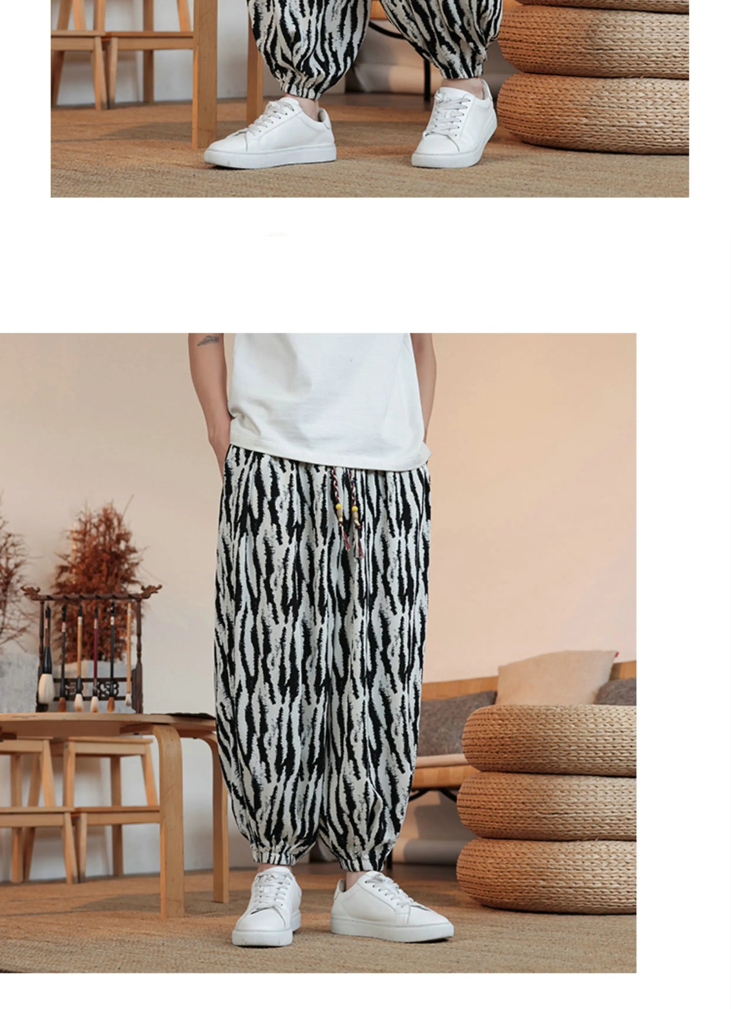 Summer Men Wide-leg Pants Male Retro Harem Pants Mens Hiphop Streetwear Harajuku Style Casual Pants Women Jogging Trousers