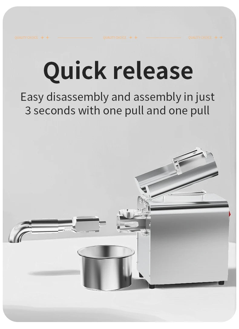 Electric Oil Press Machine, Cold/Hot for Home Use Automatic Oil Extractor for Peanut, Sesame, Sunflower Seeds, Stainless