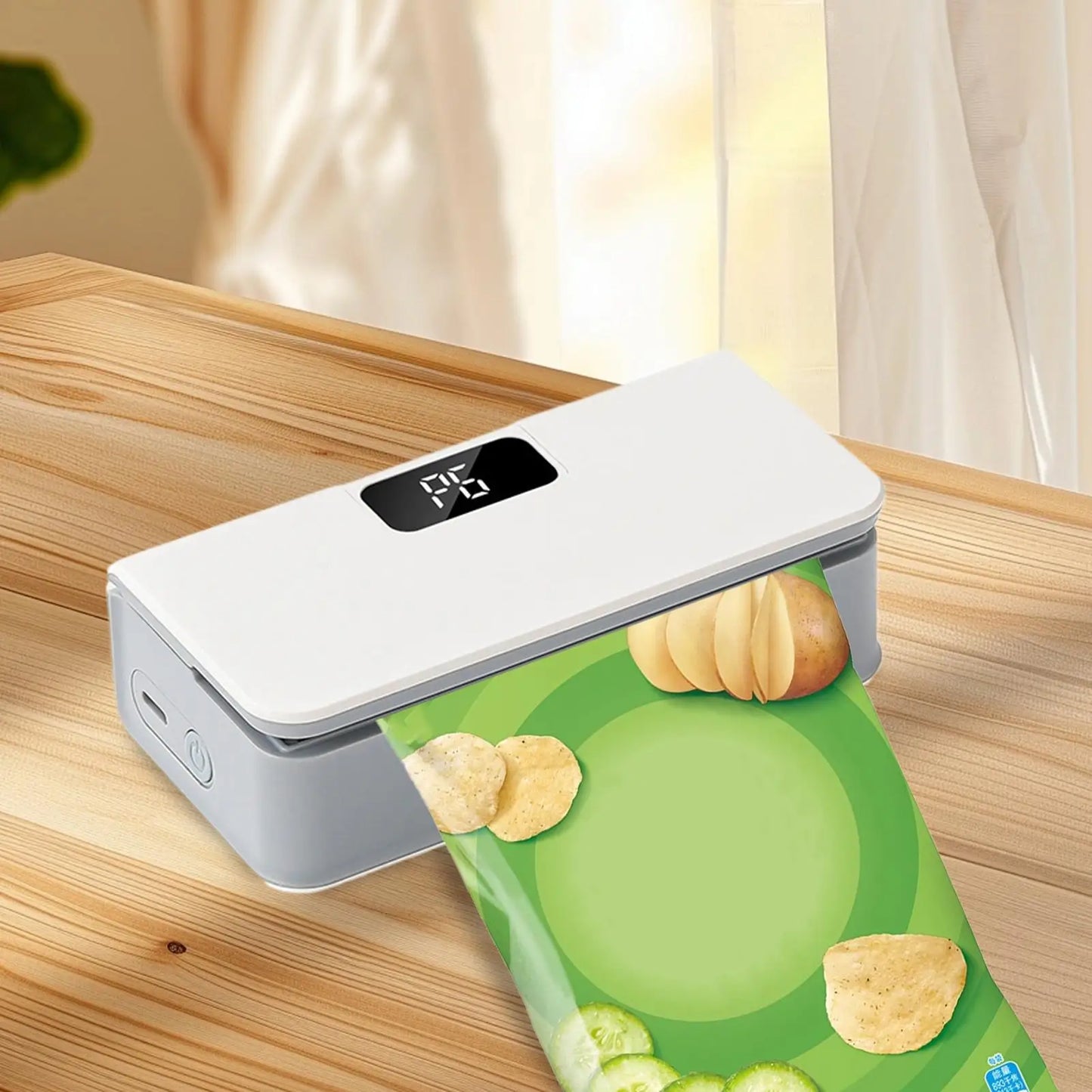 Small Bag Sealer 2 In 1 Chip Bag Sealer And Cutter Vacuum Sealer Fridge Magnet 6-speed Intelligent Temperature Control