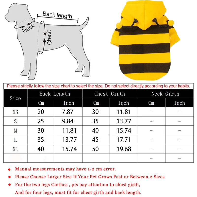 Bee Dog Clothes for Autumn and Winter Schnauzer Teddy Small Puppy Cat Pet Hoodie Bee Transformation Suit Dog Cat Cosplay Costume