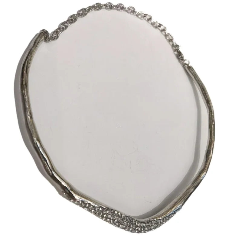 Modern Jewelry European and American Design Glass With Metal Irregular Necklace For Women Female Cool Trend Accessories Hot Sale