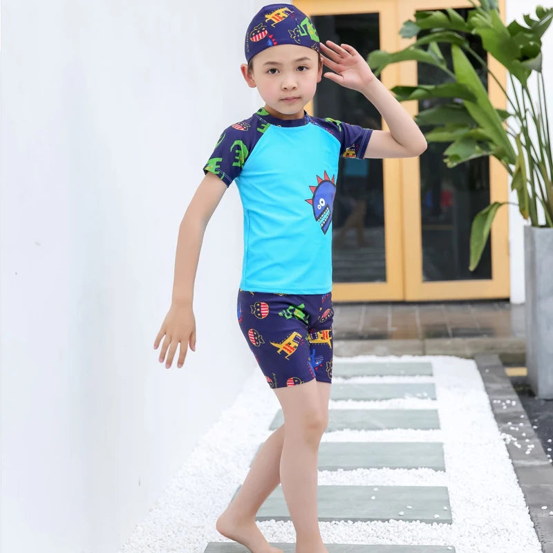 New Kids Swimsuit Medium Kids Baby Split Suit Swim Trunks Light Short Sleeve Beach Swimsuit Boys Swimsuit Swim Trunks Quick Dry