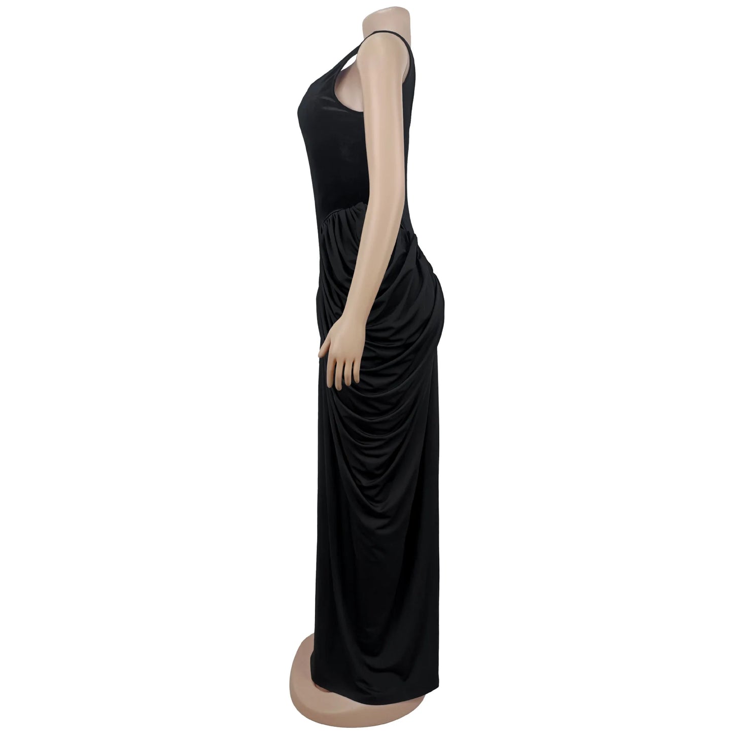 GLCMYAYA Women Velvet Stacked Ruched Sleeveless Bodycon Long Maxi Dresses 2026 Fall Party Trendy Birthday Evening Dress Vestidos
