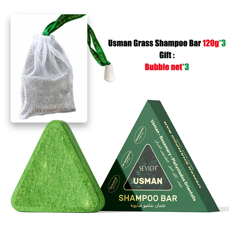 120g Usman Grass Soap Natural Herbal Hair loss treatment Strengthen Hair Roots Growth Shampoo Bar Solid Shampoo Bar Hair Care