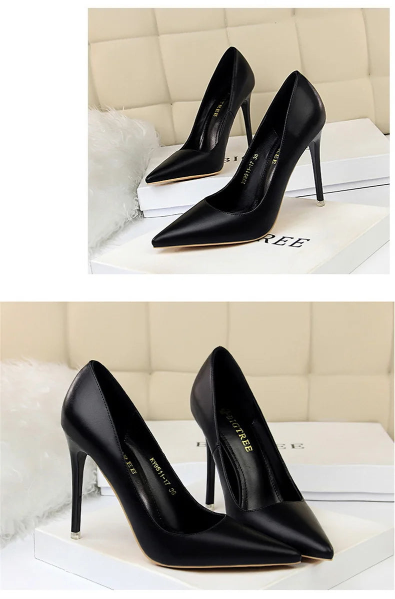 Women Korean Version Fashion Shallow Mouth Office Shoes Stiletto Party Single Shoes Female Comfort Women Heels Simple 9511-17