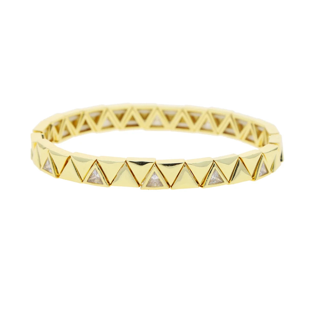 New Iced Out Bling CZ Geometric Stretchy Stretch Double Tennis Chain Bracelet Adjusted Size Bangle For Women Fashion Jewelry