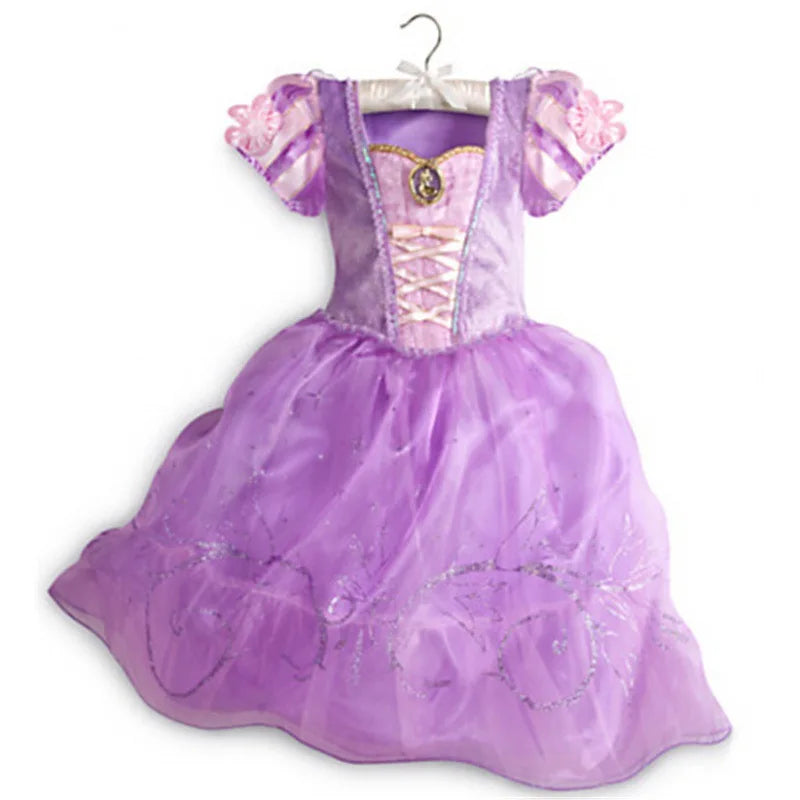 Halloween Birthday Carnival Princess Costume Dress Elsa Anna Snow White Aurora Moana Rapunzel Mermaid Belle for Girls 2-8Y