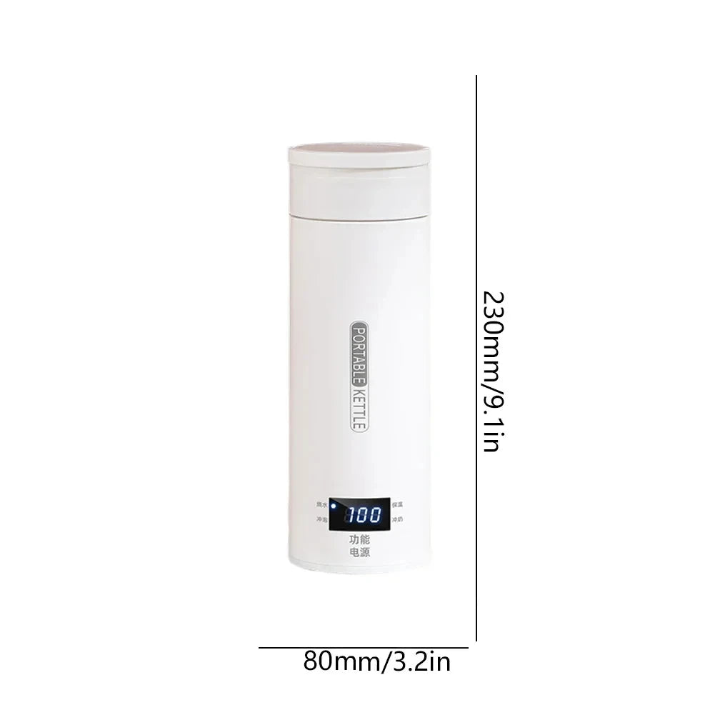 HOMEFISH 450ML Electric Kettles Portable Tea Coffee Kettle Travel Boil Water Thermal Cup Anti-Scald Water Bottle English Menu