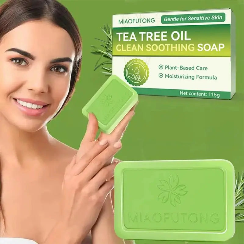 Tea Tree Soap for Face & Body Acne, 100g Tea Tree Oil Soap Bar for Face & Body Natural Skin Cleanser for Oily, Dry & Itchy Skin