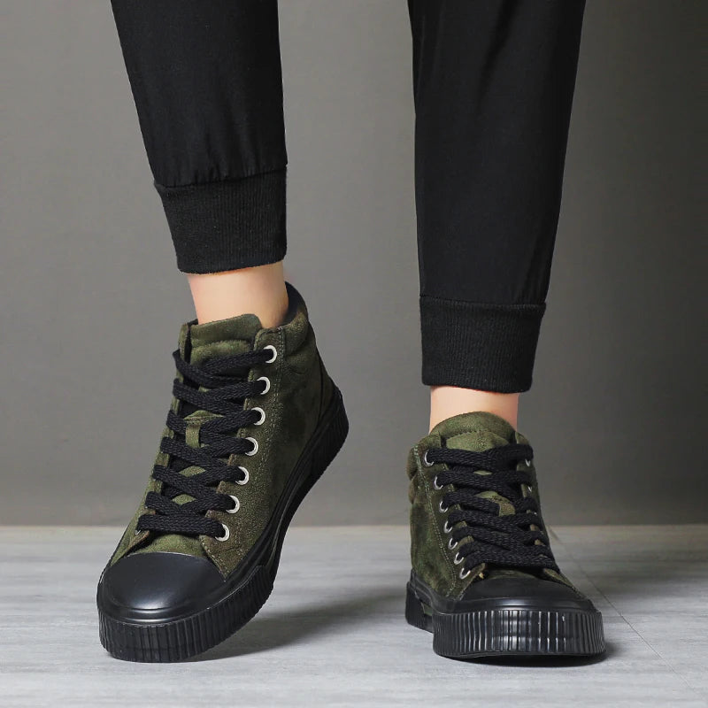 Autumn Men Casual Shoes Suede Leather Warm Shoes Male Lace-up Flats Sneakers Platform British Business Party Dress Boots SS24918
