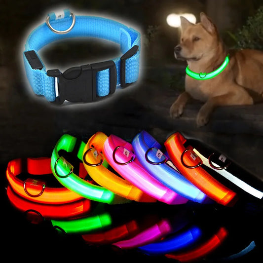 LED Illuminated Dog Collar Adjustable Flashing Lights USB Rechargeable Suitable For Small,Medium,Large,Dog Pet Safety Harness