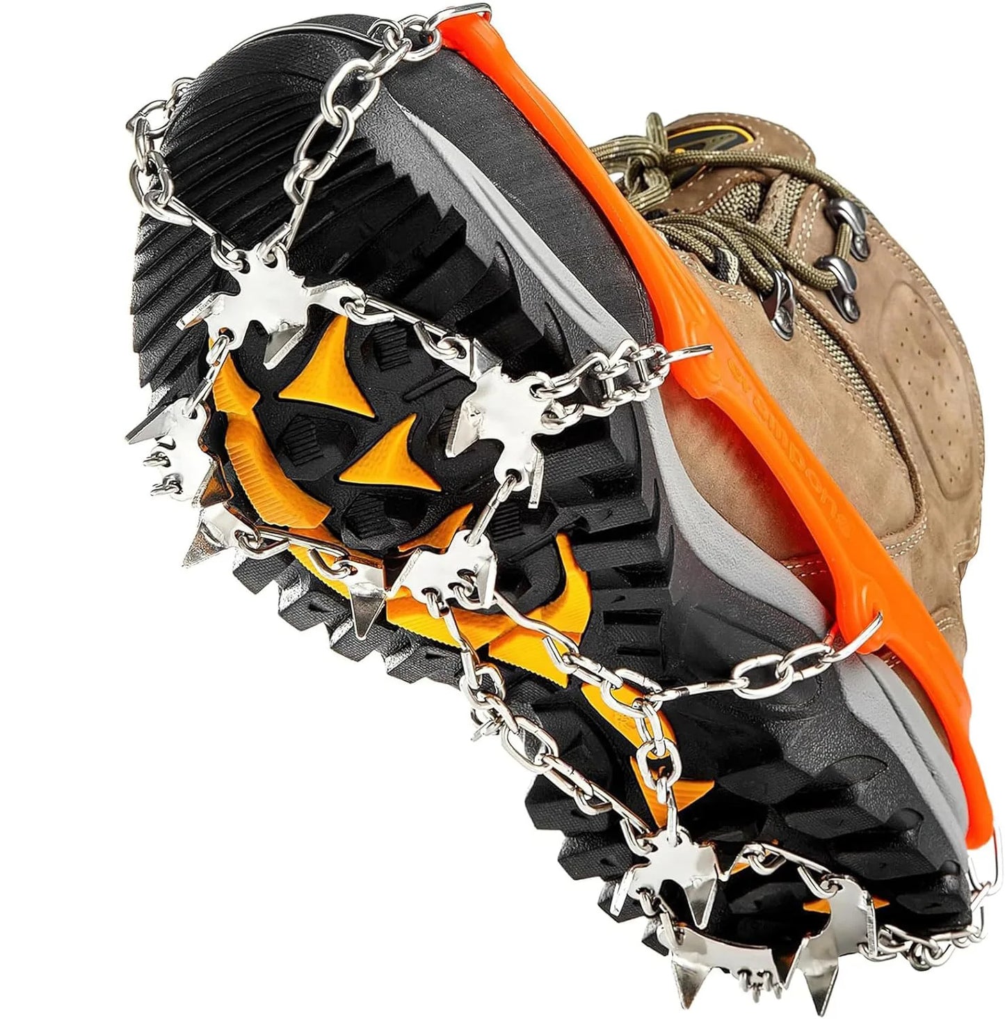 2PCS Ice Cleats for Snow & Ice Non-Slip Overshoe Crampons with Stretch Fit Rubber Traction for Walking