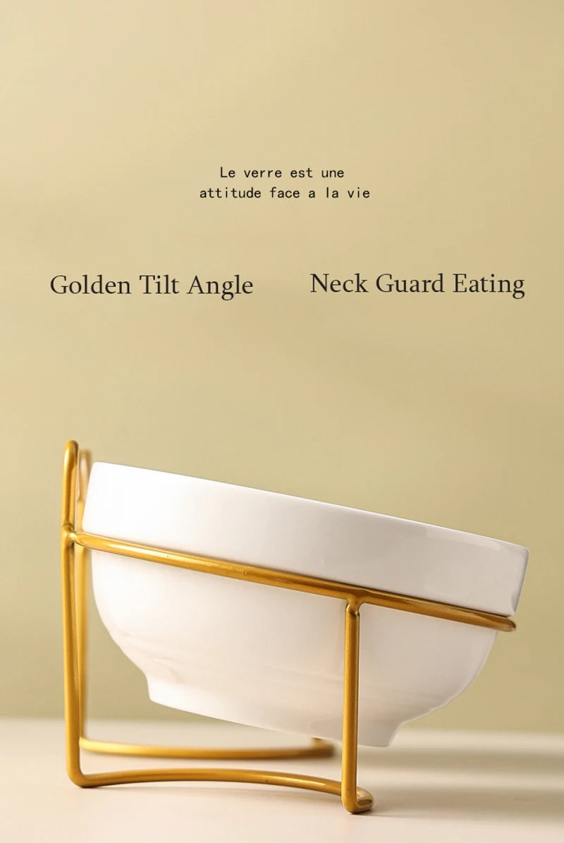 500ML Pet Ceramic Bowl Kitten Puppy Ceramic Bowl Water Feeder Cat Food Feeding Dish Dispenser with Raised Stand Cat Accessories